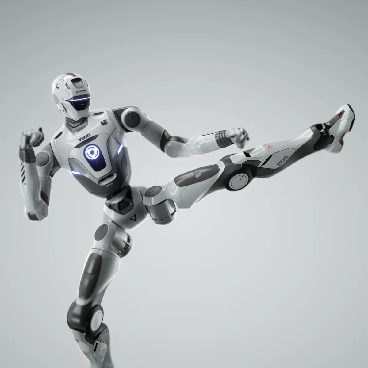 발차기 동작을 하는 EngineAI T800